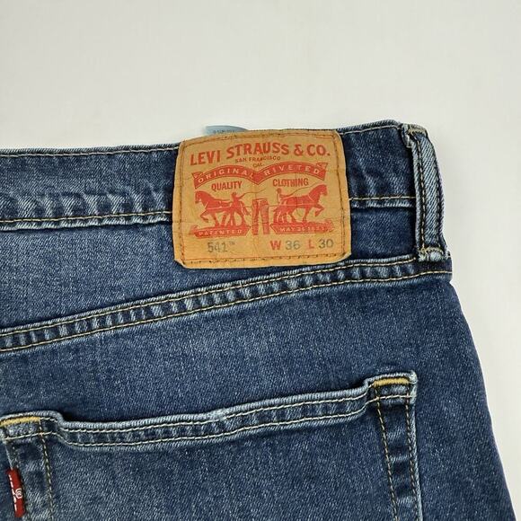 Levis 541 Athletic Taper Leg Denim Blue Jeans Tag 36x30 (37x28.5) Cotton Stretch - Picture 7 of 9
